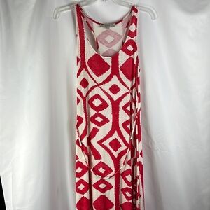 LOFT racer back tribal pattern tie@waist maxi dress Sz S